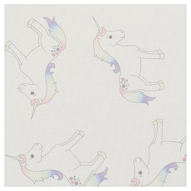 Tela Arcoíris Pastel de Unicornio Blanco (De cerca)