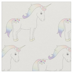 Tela Arcoíris Pastel de Unicornio Blanco