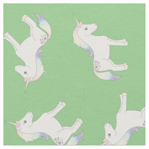 Tela Arcoíris Pastel Verde Unicornio