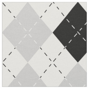 Tela Argyle blanco y gris negro