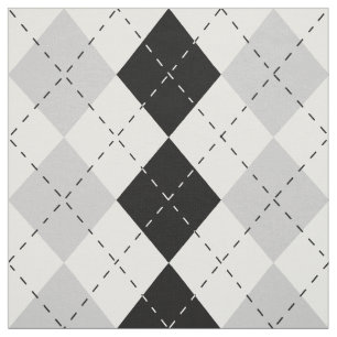 Tela Argyle blanco y gris negro