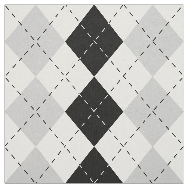Tela Argyle blanco y gris negro (Retal)