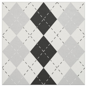 Tela Argyle blanco y gris negro
