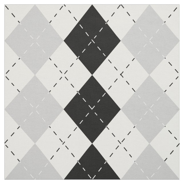 Tela Argyle blanco y gris negro (Retal)