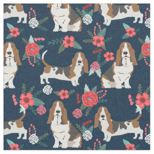 Tela Armada de la zona basset y floral rosa