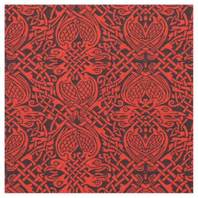 Tela Armadura céltica del pájaro en rojo (De cerca)