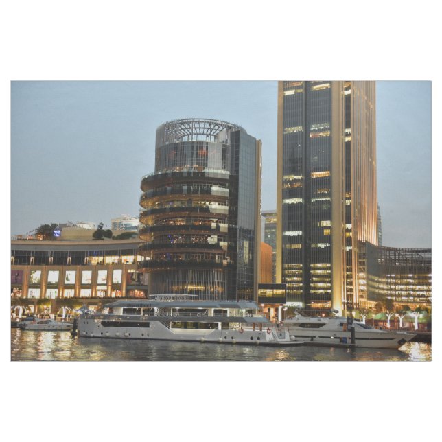 Tela Arquitectura de Dubái de noche (Yarda)