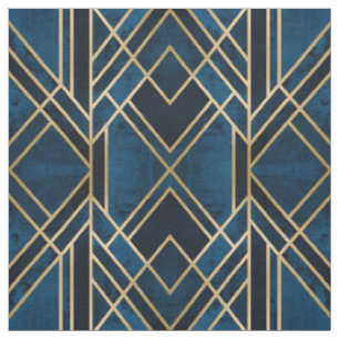 Tela - Art Deco Azul y Dorado Espejado