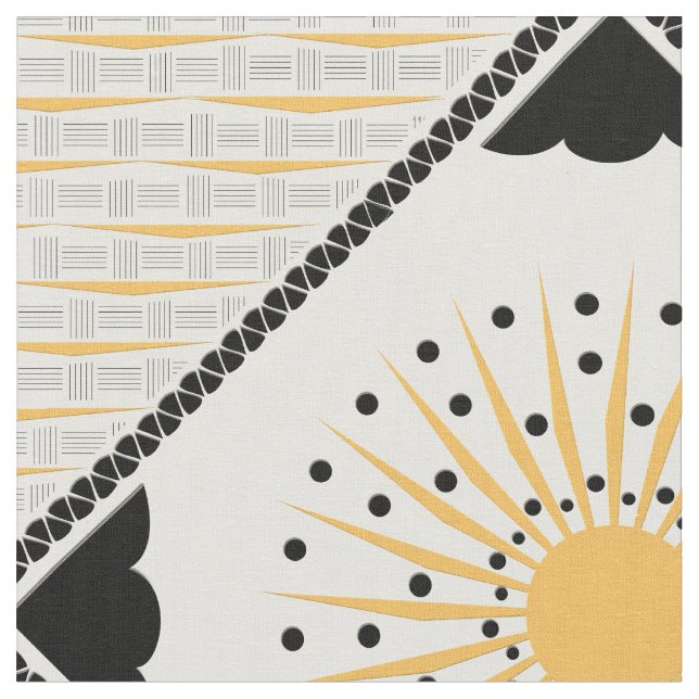 Tela Art Deco Cheery Sunburst (De cerca)