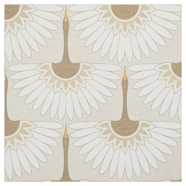 Tela art deco cranes almond (Retal)