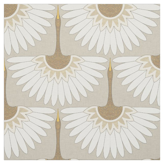 Tela art deco grullas beige (Retal)