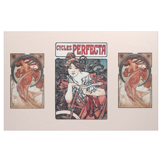 Tela Art déco Mucha de la mujer (Yarda)