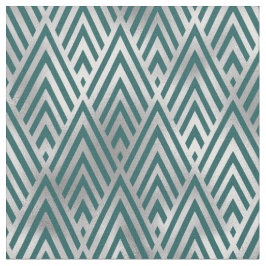 Tela Art Deco Verde Azul Plateado Línea Geométrica Diam