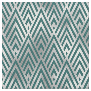 Tela Art Deco Verde Azul Plateado Línea Geométrica Diam
