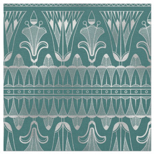 Tela Art Deco Verde azulado y plateado