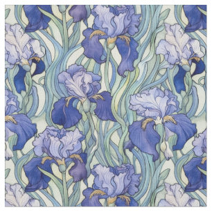 Tela Art Nouveau iris vintage azul