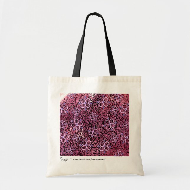 Tela Arte abstracto con el bolso de las flores - rosa (Frente)