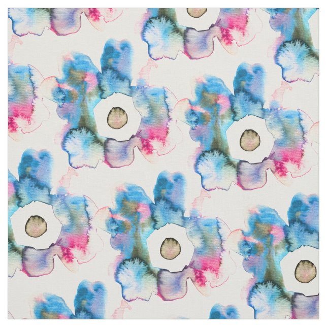 Tela Arte abstracto de acuarela floral dibujado a mano (Retal)