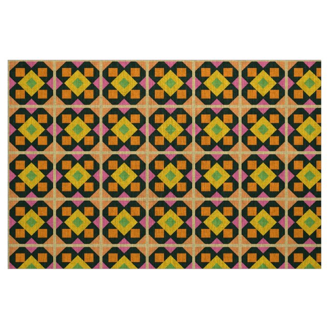 Tela Arte abstracto geométrico con colores vibrantes ("Cuarto gordo" (fat quarter))