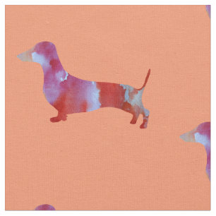 Tela Arte acuático de dachshund rosa