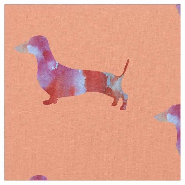 Tela Arte acuático de dachshund rosa (De cerca)