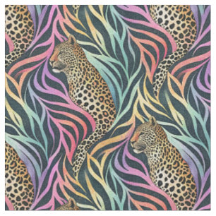 Tela Arte de estampado animal con vibrante leopardo y f