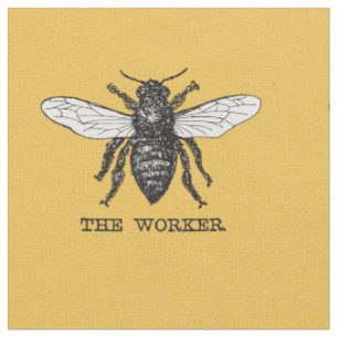 Tela Arte de ilustración vintage de abeja trabajadora