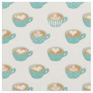 Tela Arte de latte en tazas de café azul