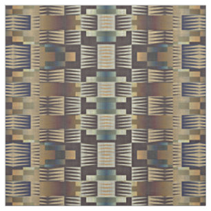 Tela Arte de mosaico tribal nativo azul verdoso marrón