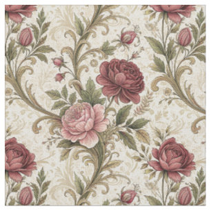 Tela Arte de patrón floral de rosa botánica vintage y d