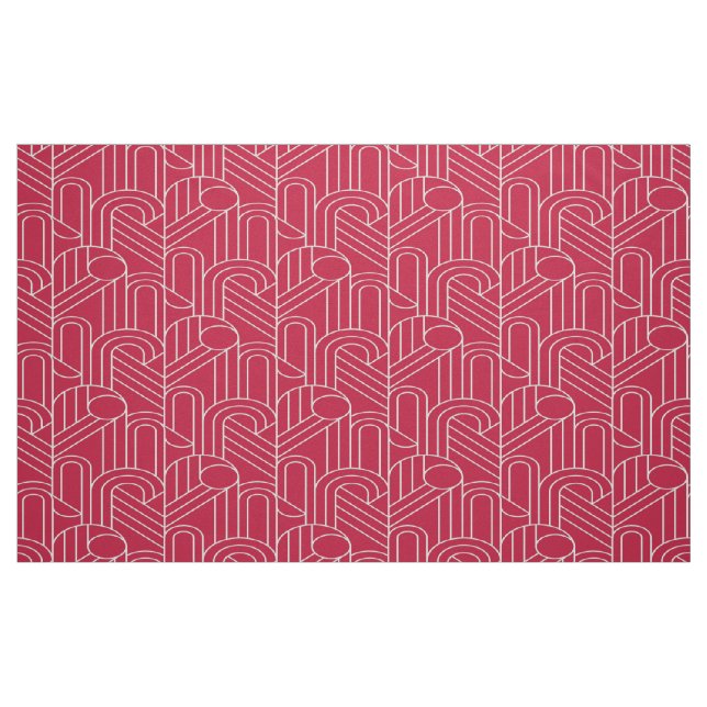 Tela Arte Deco rojo y blanco con motivos ("Cuarto gordo" (fat quarter))