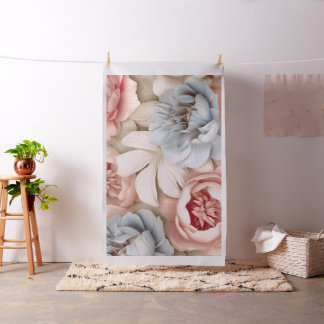 Tela Arte Floral de Suave Rubor y Peonía Azul