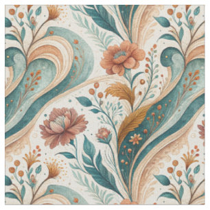Tela Arte Floral Modernista Vintage Patrón de Mural