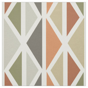 Tela Arte geométrico retro triángulos Naranja verde