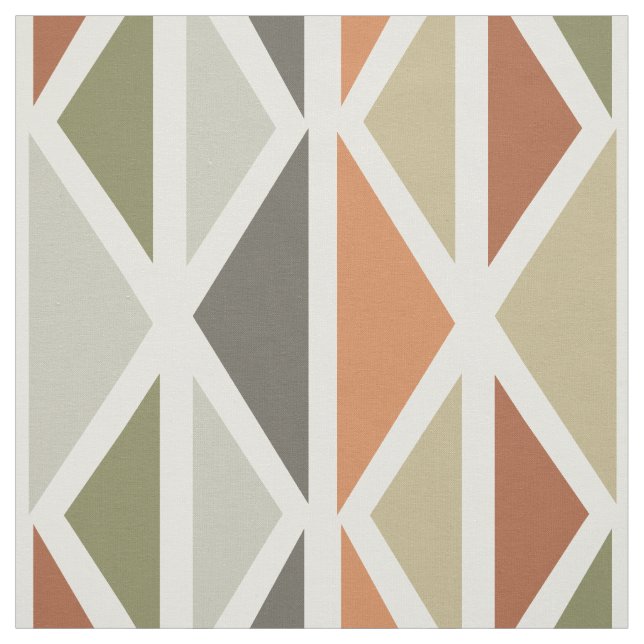 Tela Arte geométrico retro triángulos Naranja verde (Retal)