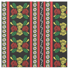 Tela Arte popular barcaza canal Roses Rojo Amarillo