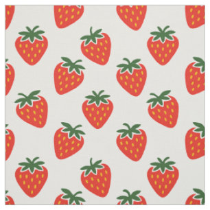 Tela Arte popular dispersión de fresas en rojo y verde