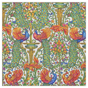 Tela Arte Retro Modernista Pavos Reales & Frutas por Wa
