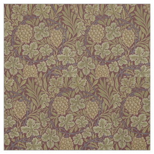 Tela Arte Verde Rojo de Uva de William Morris