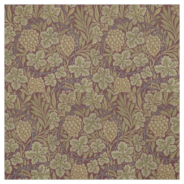 Tela Arte Verde Rojo de Uva de William Morris (Retal)