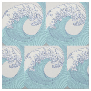 Tela Arte vintage japonés Ukiyo-e Ola de surf Costa Azu