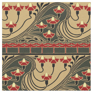 Tela Arte y artesanía Art Nouveau Dragonfly Frieze Flor