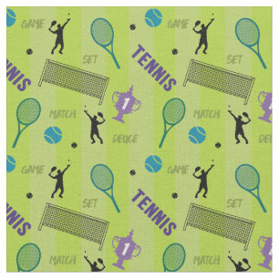 Tela Artículos de tenis sobre fondo verde fresco,