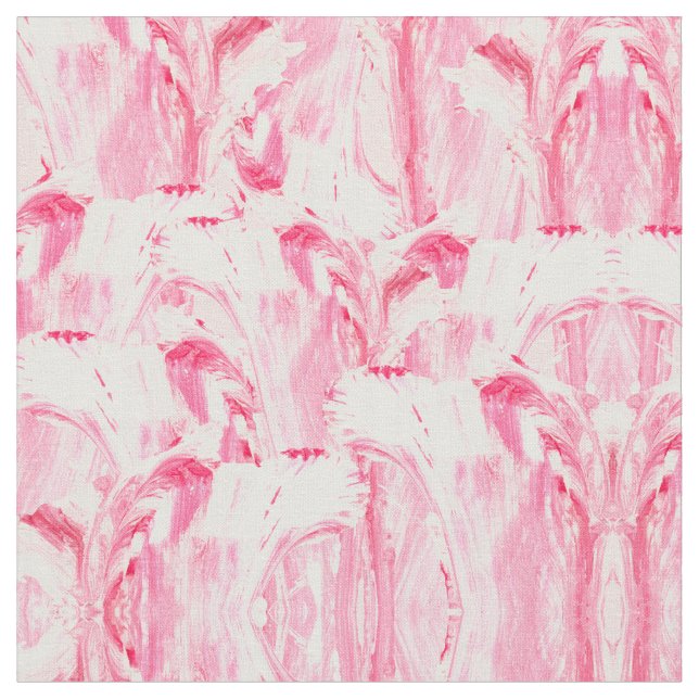 Tela Artsy Girly Pintado Floral Resumen de Coral Rosa (De cerca)