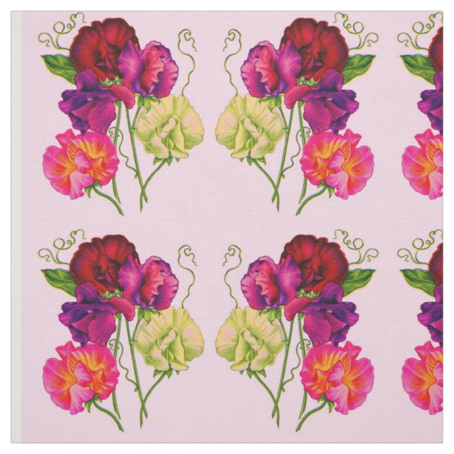 Tela arveja dulce en morado y rosa (Retal)