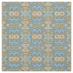Tela Aspecto étnico ecléctico beige azul teñido de ocre