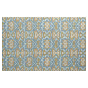 Tela Aspecto étnico ecléctico beige azul teñido de ocre
