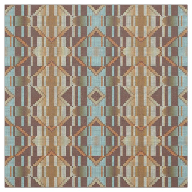 Tela Aspecto étnico marrón Naranja verde azul turquesa  (Retal)