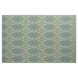 Tela Aspecto Étnico Marrón Turquesa Azul Verde Taupe Be