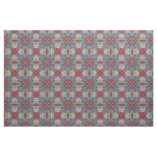 Tela Aspecto Étnico Turquesa Azul Teñido Rojo Ocra Amar